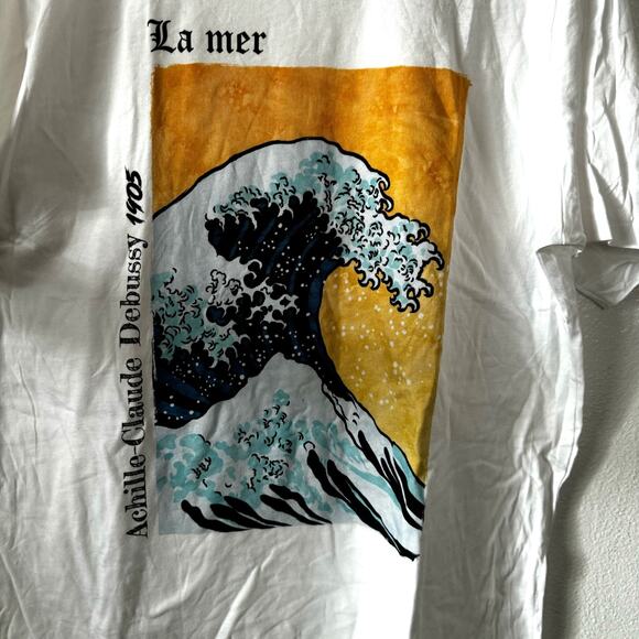 NEW La Mer The Great Wave off T Shirt Mens XL White Short Sleeve Graphic Tee - Picture 3 of 5